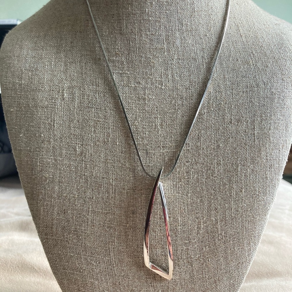 Silver geometric necklace by Premier Jewelry